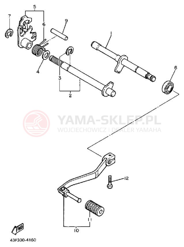 Schemat "Dźwignia zmiany biegów, wałek" do Yamaha XT600W/XT600WC