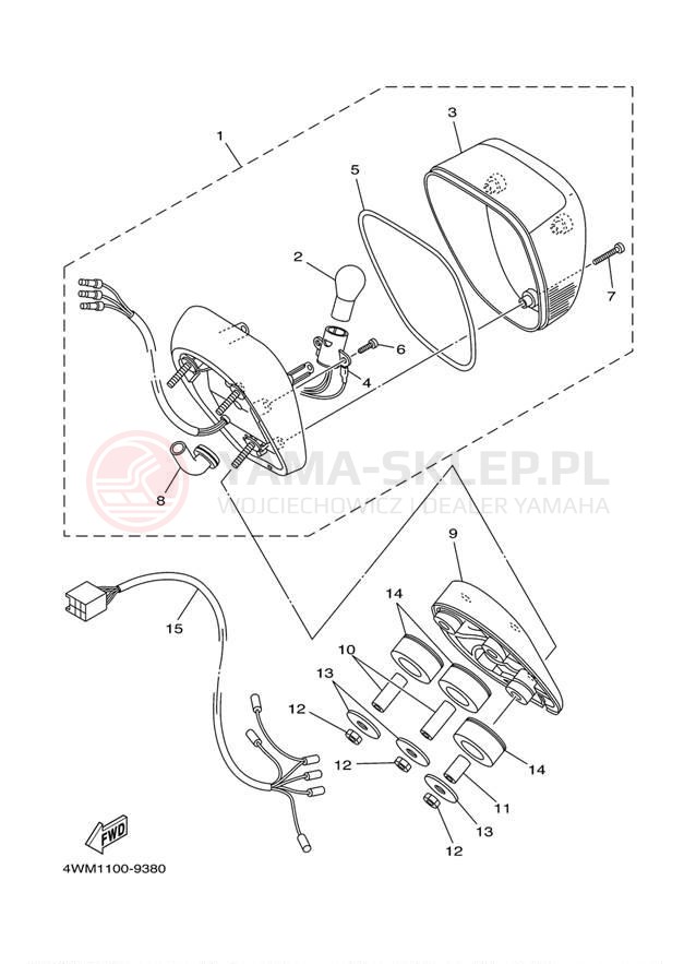 Schemat "lampa tył" do Yamaha ROAD STAR XV1600AMC/XV1600AM