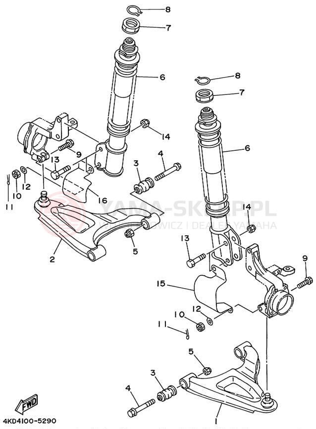 Schemat "Koło przód" do Yamaha TIMBERWOLF 2WD YFB250FWL