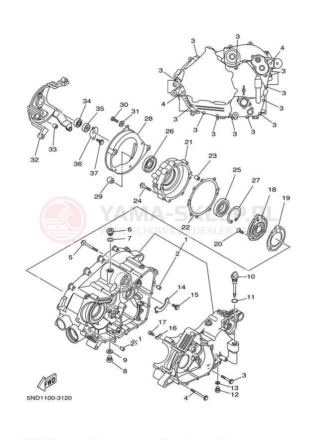 Schemat "Obudowa silnika" do Yamaha GRIZZLY 450 EPS 4WD YFM45FGPBL