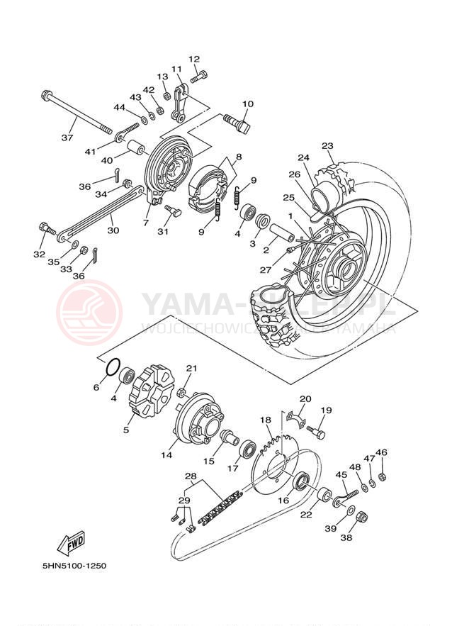 Schemat "Koło tył" do Yamaha TTR90 TTR90N