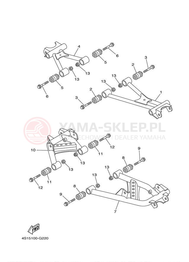 Schemat "wahacz" do Yamaha GRIZZLY 450 EPS 4WD YFM45FGPDL