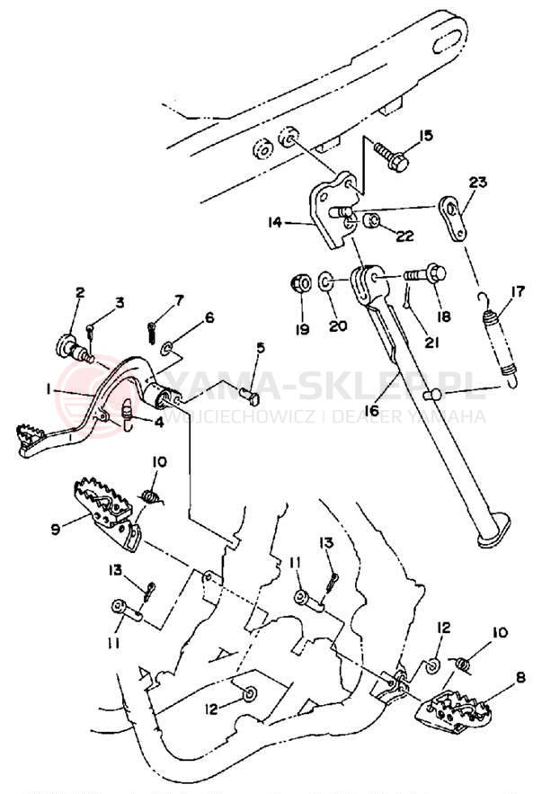 Schemat "Stopka postojowa i podnóżki" do Yamaha WR500ZD