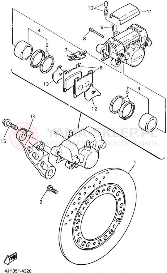 Schemat "Zacisk hamulcowy tylny" do Yamaha YZF600R YZF600RPC/YZF600RP