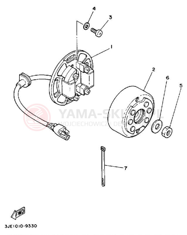 Schemat "prądnica" do Yamaha YZ250W