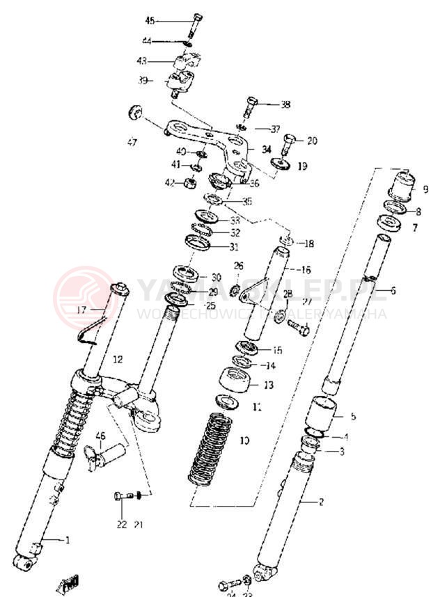 Schemat "Amortyzatory przód" do Yamaha YL1