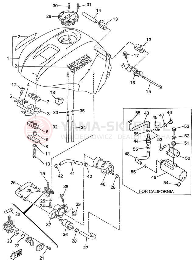 Schemat "zbiornik paliwa" do Yamaha R1 YZFR1L/YZFR1LC
