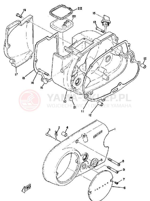 Schemat "Pokrywa silnika" do Yamaha JT1/JT1L