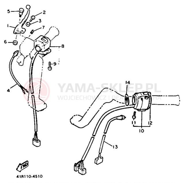 Schemat "Kierownica i osprzęt" do Yamaha XVZ12L/XVZ12KC2