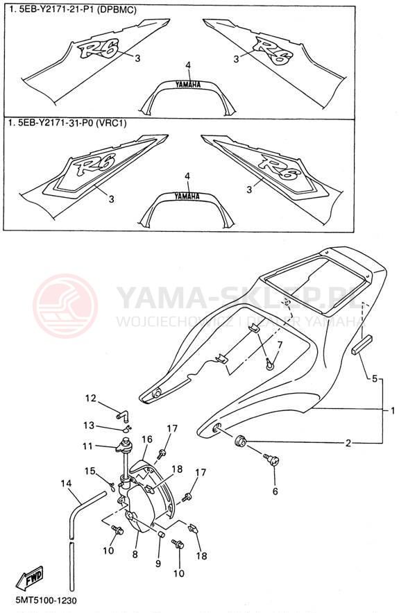 Schemat "Pokrywa boczna" do Yamaha YZFR6 YZFR6NC/YZFR6N