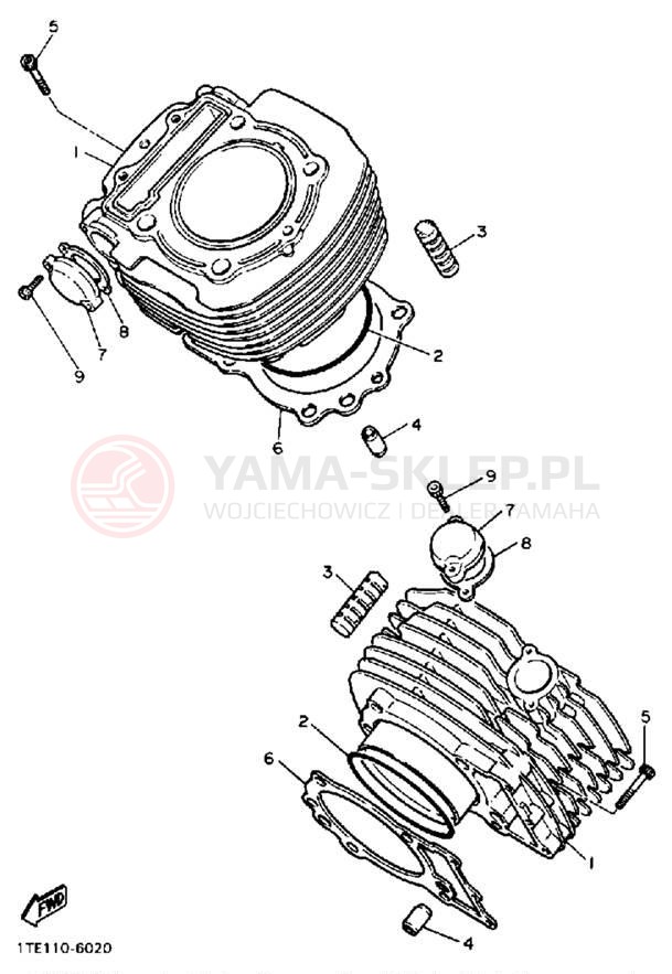 Schemat "cylinder" do Yamaha VIRAGO 1100 XV1100AC/XV1100A