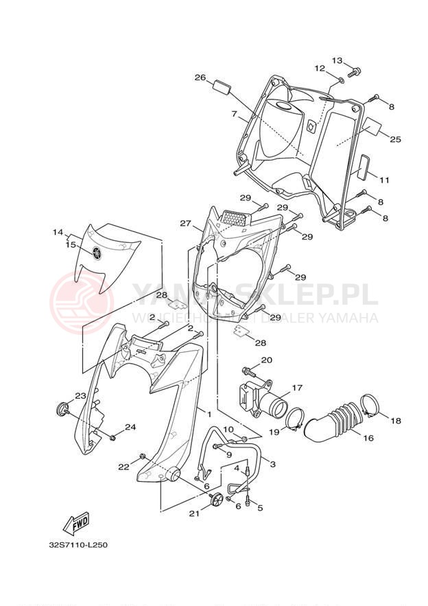 Schemat "Nadwozie przód" do Yamaha ZUMA 125 YW125DL/YW125DB