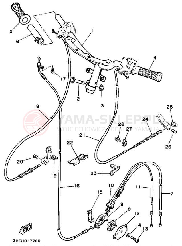 Schemat "Kierownica i osprzęt" do Yamaha CE50ET