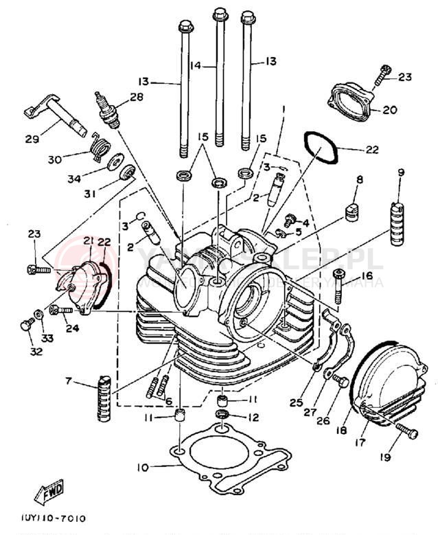 Schemat "głowica" do Yamaha BIG BEAR 4WD YFM350FWU