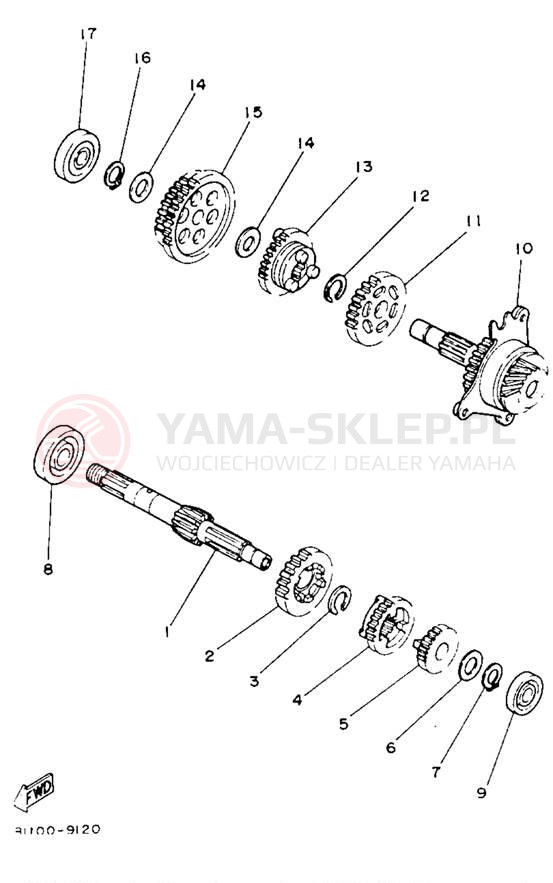 Schemat "Skrzynia biegów " do Yamaha YFM100W