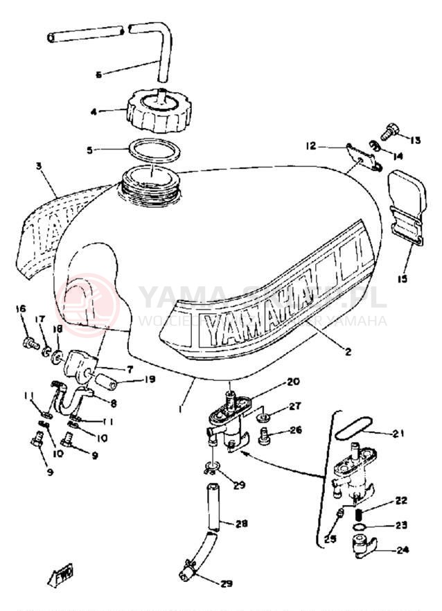 Schemat "zbiornik paliwa" do Yamaha YZ400C