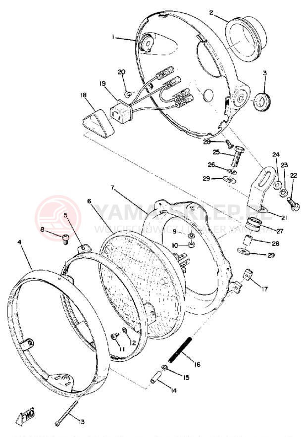 Schemat "Lampa przód" do Yamaha TX750A