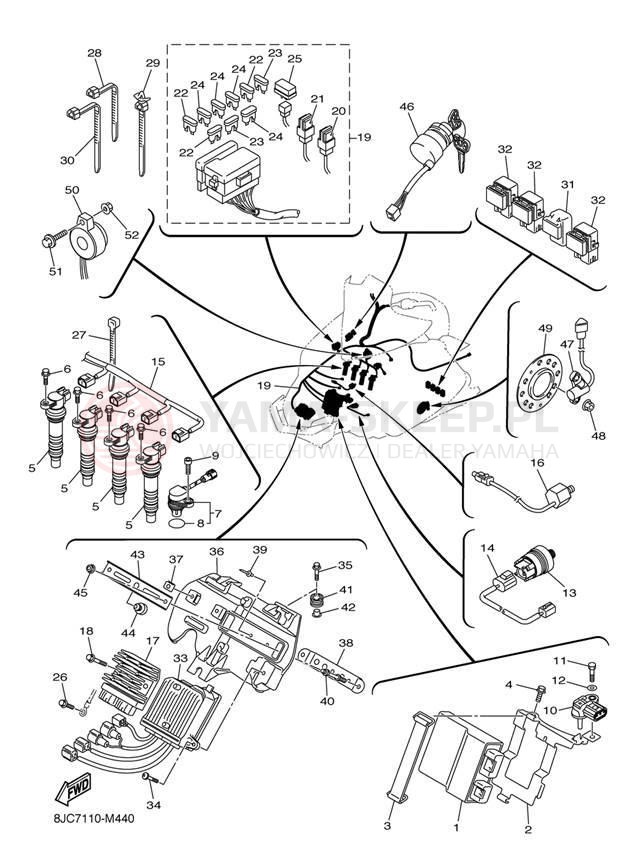 Schemat "układ elektryczny" do Yamaha APEX RX10PDW/RX10PDB