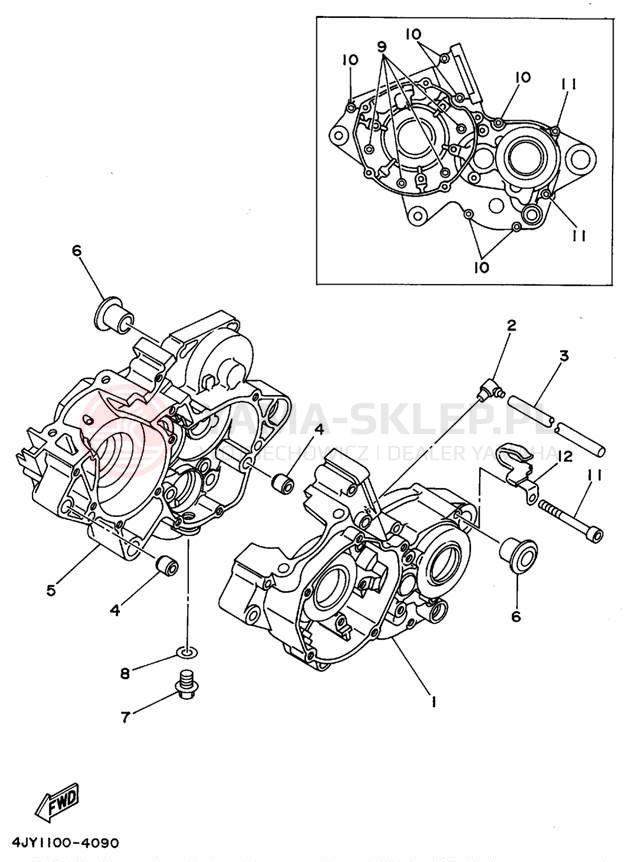 Schemat "Obudowa silnika" do Yamaha YZ125 YZ125G1