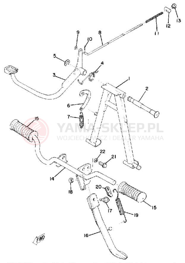 Schemat "Stopka postoj., dźw. Hamulca tył" do Yamaha RS100C