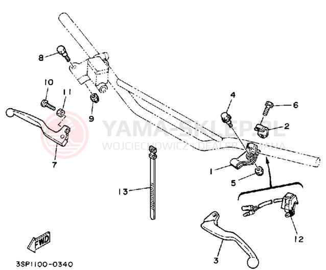 Schemat "Kierownica i osprzęt" do Yamaha WR250ZE