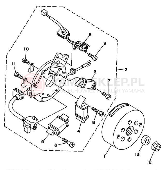 Schemat "prądnica" do Yamaha WR200RD