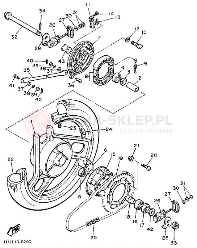 Schemat "Koło tył" do Yamaha RADIAN YX600A/YX600AC