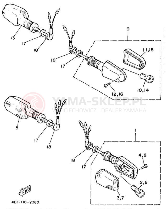 Schemat "kierunkowskazy" do Yamaha TDM850 TDM850E/TDM850EC