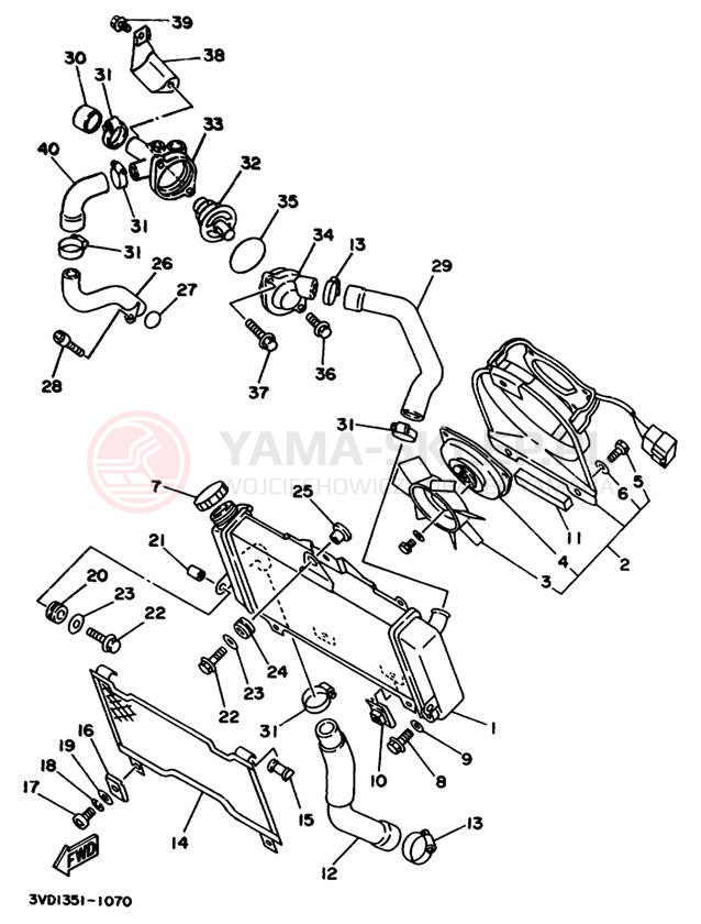 Schemat "Układ chlodzenia" do Yamaha TDM850 TDM850E/TDM850EC