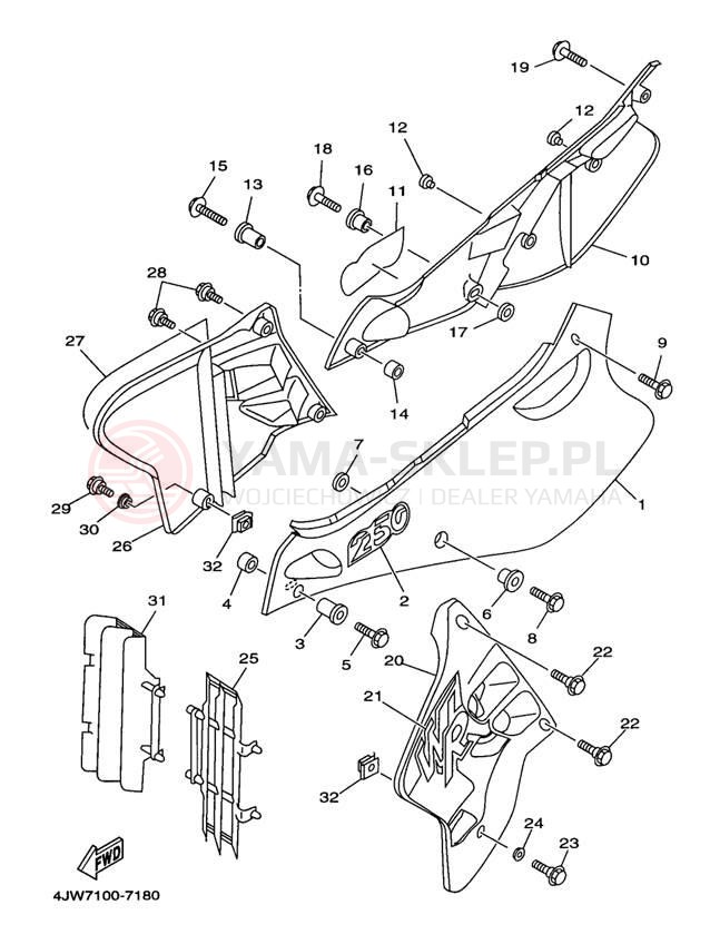 Schemat "Pokrywa boczna" do Yamaha WR250ZJ