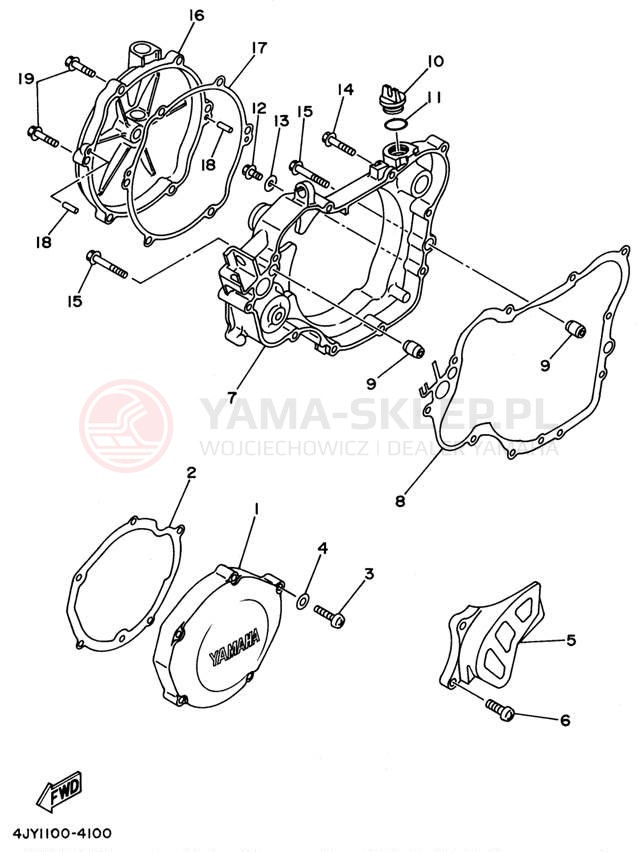 Schemat "Pokrywa silnika" do Yamaha YZ125H1