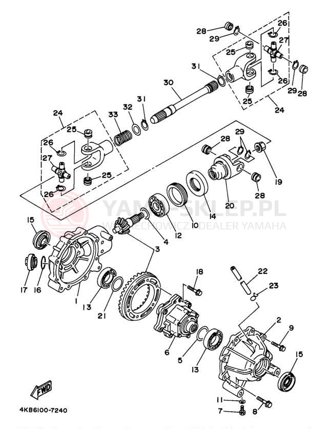 Schemat "Wał napędowy przód" do Yamaha WOLVERINE YFM35FXK