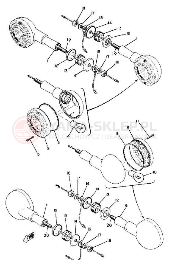Schemat "kierunkowskazy" do Yamaha TX750