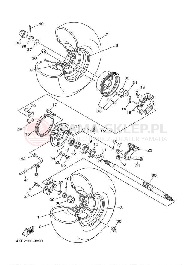 Schemat "Koło tył" do Yamaha BEARTRACKER YFM25XS