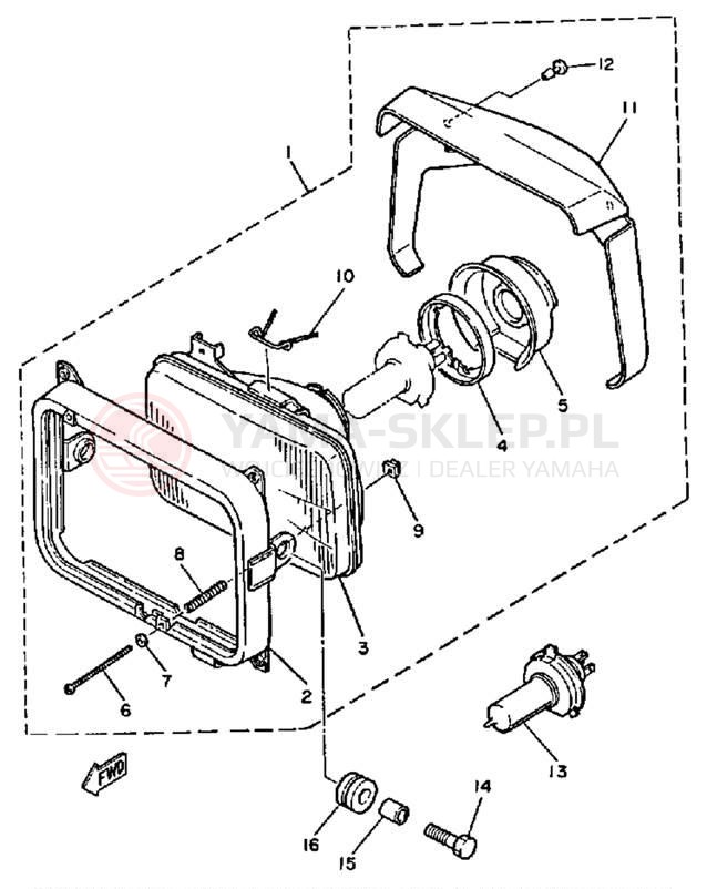 Schemat "Lampa przód" do Yamaha XT600NC/XT600N