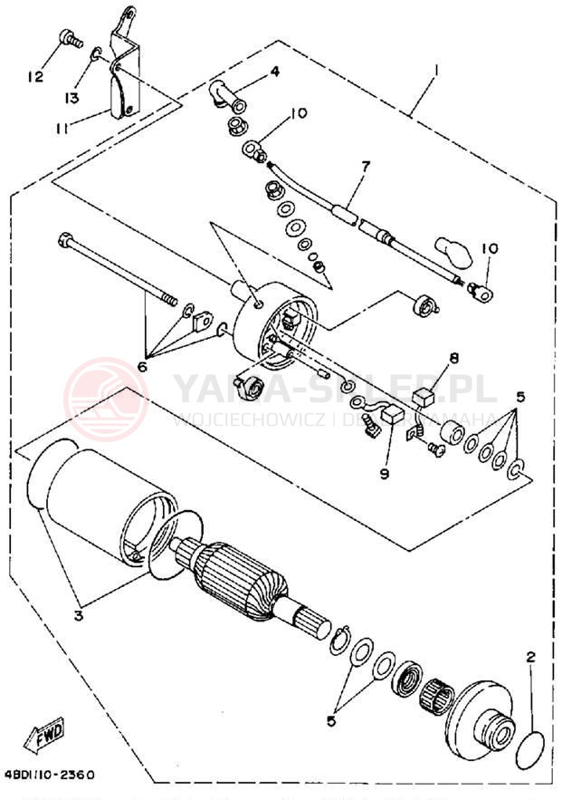 Schemat "rozrusznik" do Yamaha TIMBERWOLF 2WD YFB250D_MN