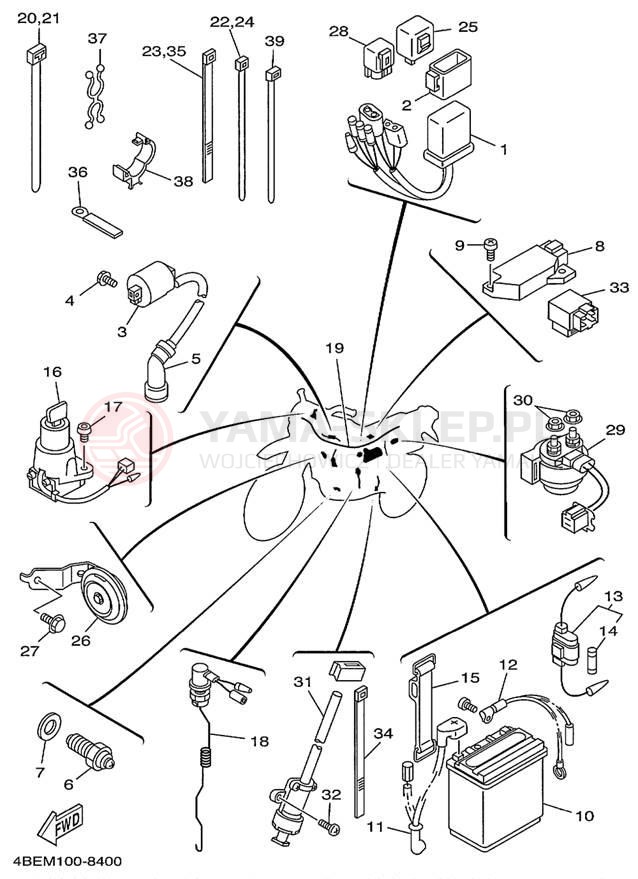 Schemat "układ elektryczny" do Yamaha SEROW XT225L/XT225LC