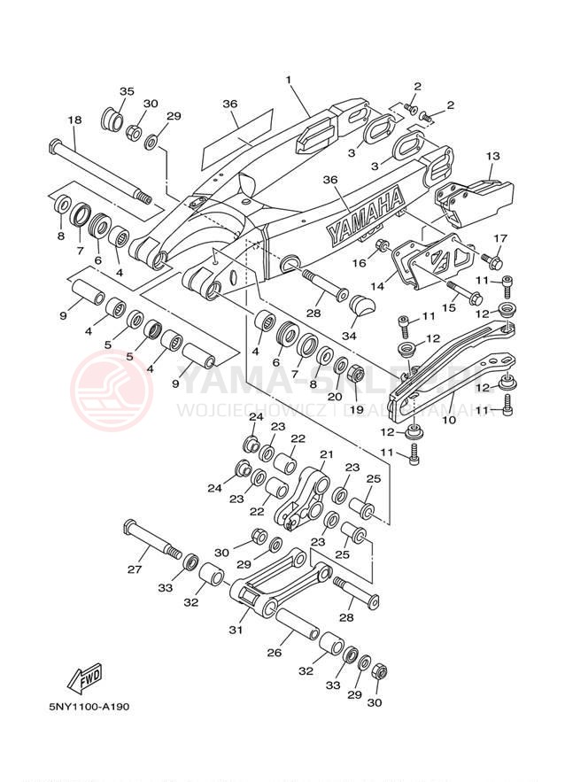 Schemat "wahacz" do Yamaha YZ125 YZ125R
