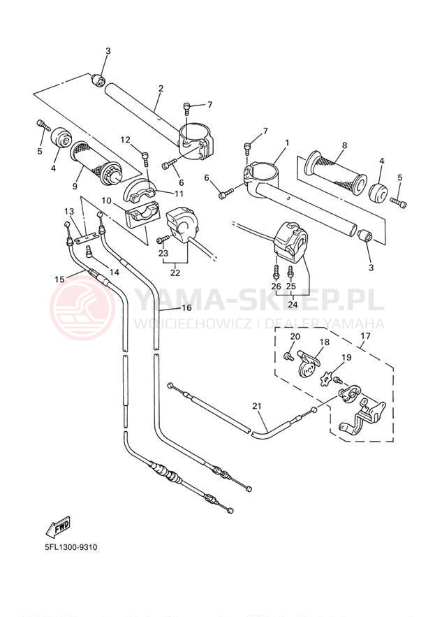 Schemat "Kierownica i osprzęt" do Yamaha YZFR7 YZFR7L