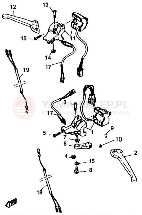 Schemat "Kierownica i osprzęt" do Yamaha ZUMA II CW50K