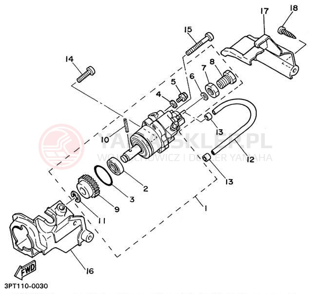 Schemat "Pompa olejowa" do Yamaha YZINGER PW50L1