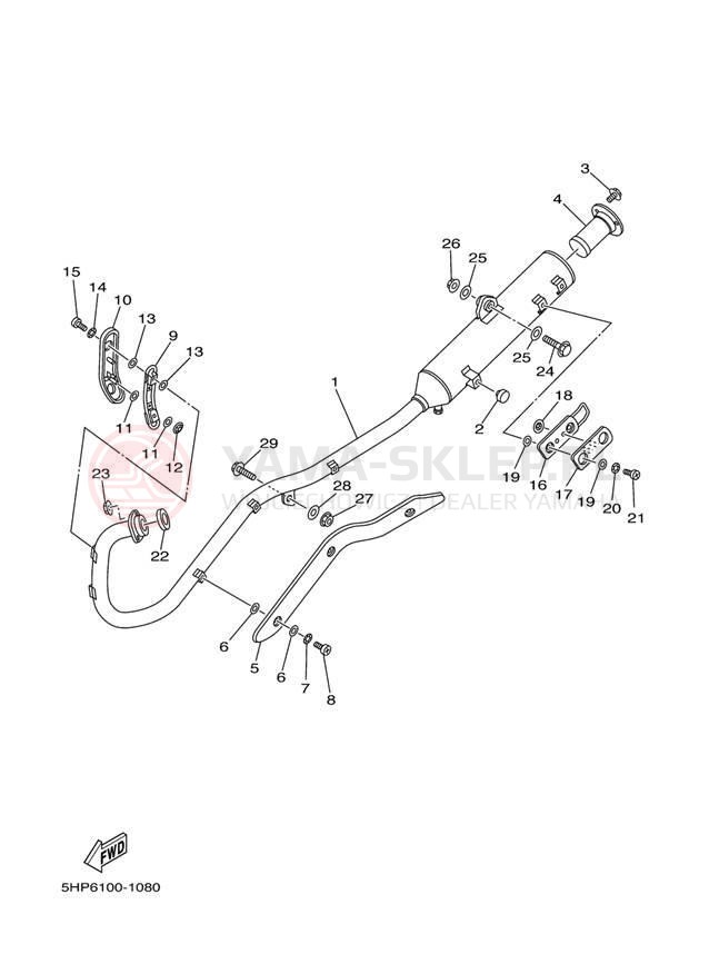 Schemat "Wydech końcowy" do Yamaha TT-R125L TTR125LT
