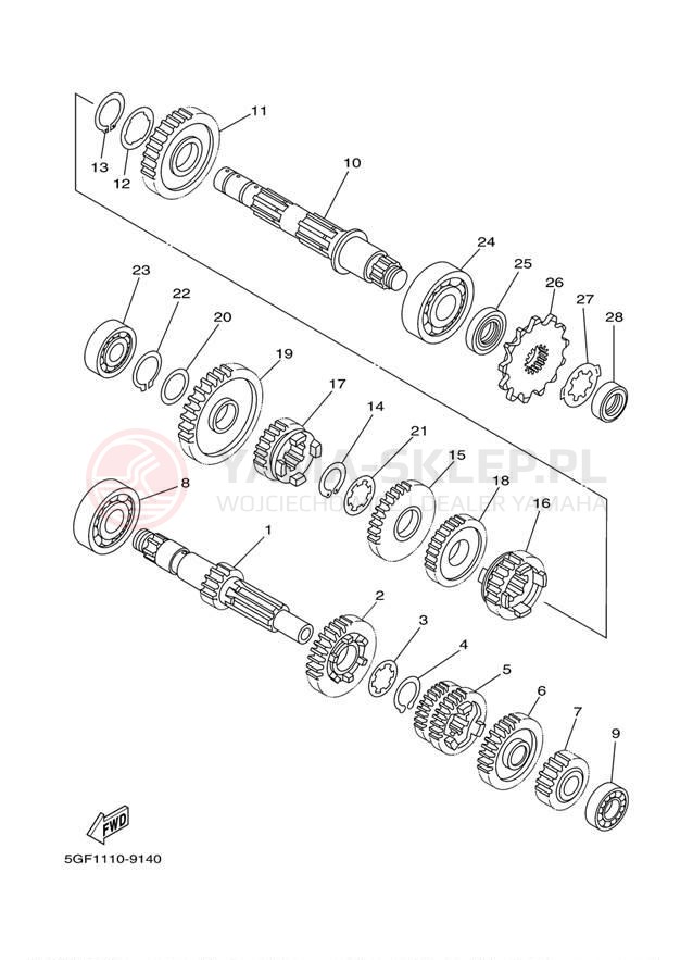 Schemat "Skrzynia biegów " do Yamaha TTR250 TTR250M/TTR250MC