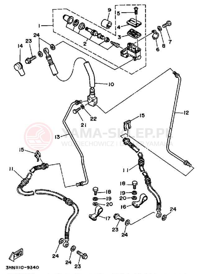 Schemat "Pompa hamulcowa przednia" do Yamaha BIG BEAR 4WD YFM350FWW