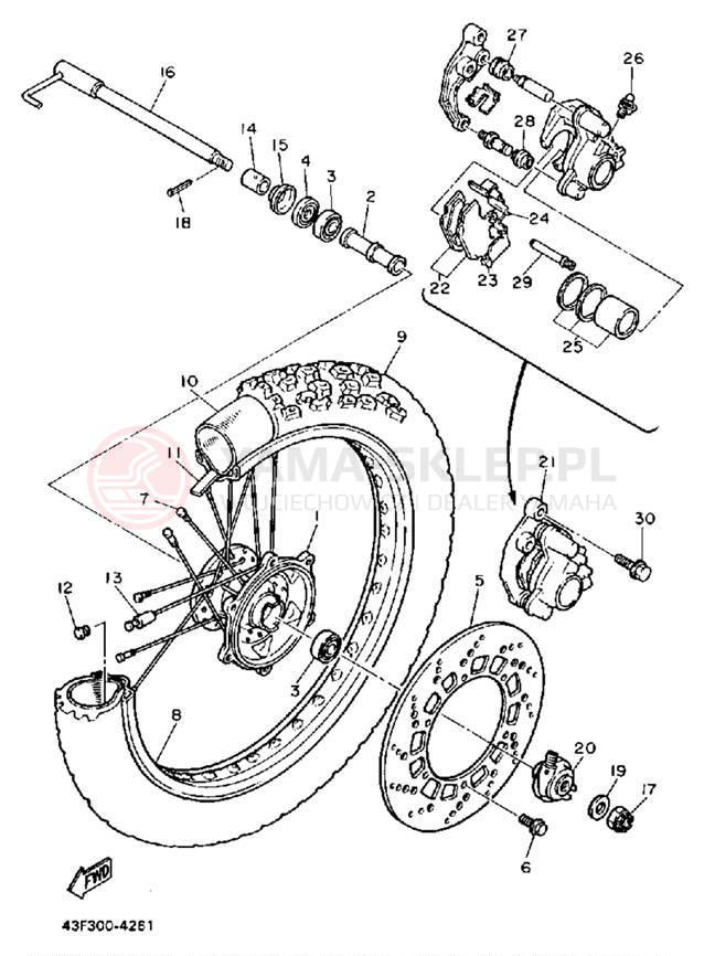 Schemat "Koło przód" do Yamaha XT600W/XT600WC