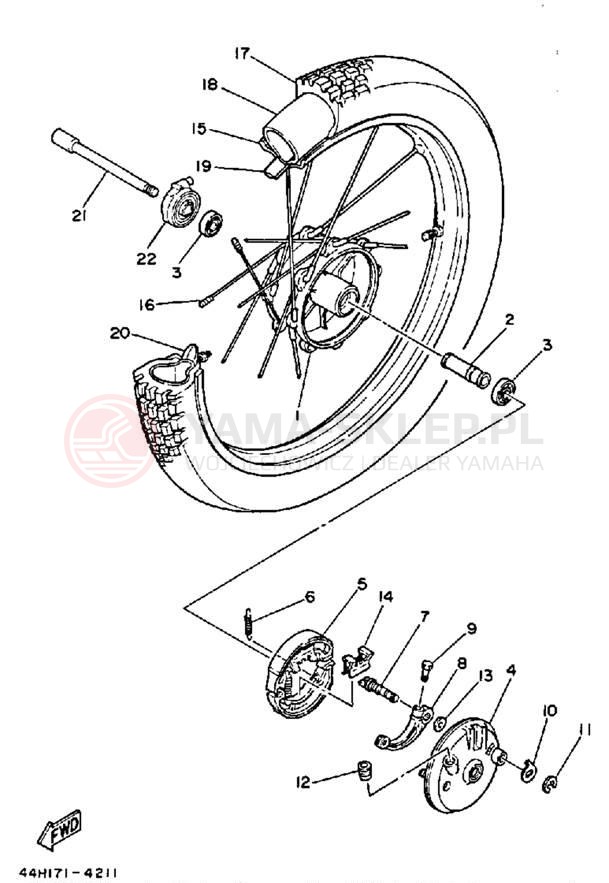 Schemat "Koło przód" do Yamaha TRIALS TY350N