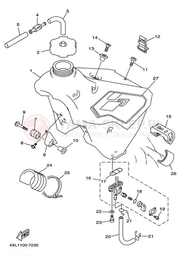 Schemat "zbiornik paliwa" do Yamaha COMPETITION YZ250J1