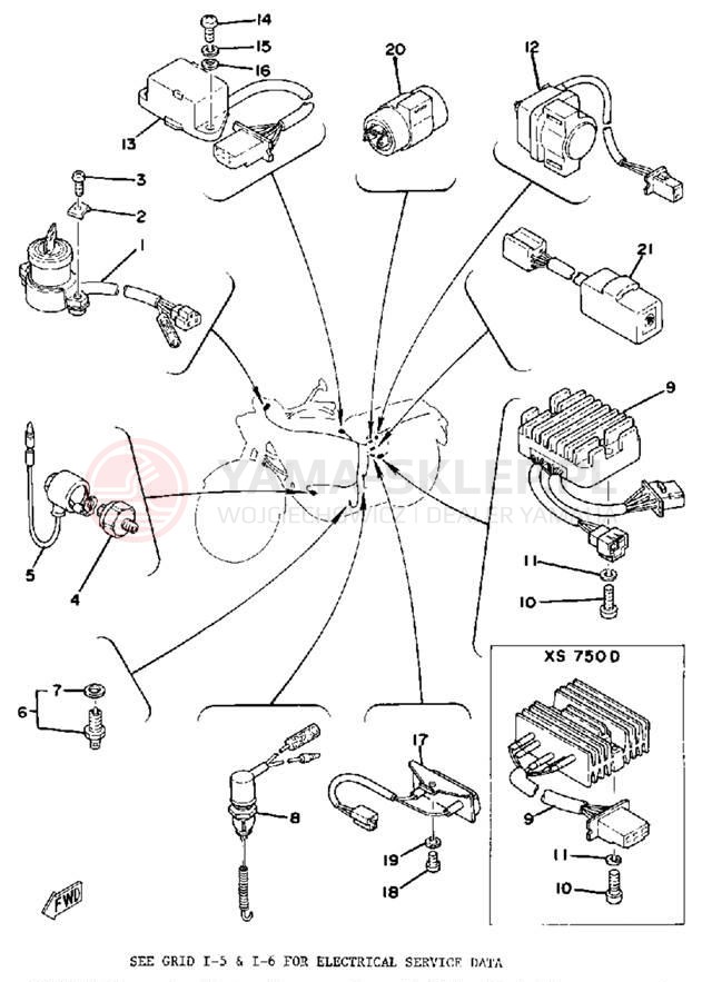 Schemat "układ elektryczny" do Yamaha XS750-2D/XS750D