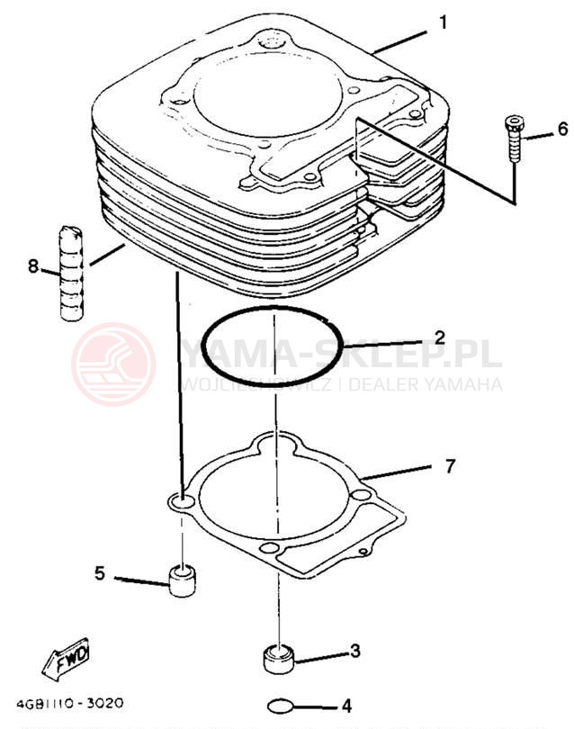 Schemat "cylinder" do Yamaha KODIAK 4WD YFM400FWE_