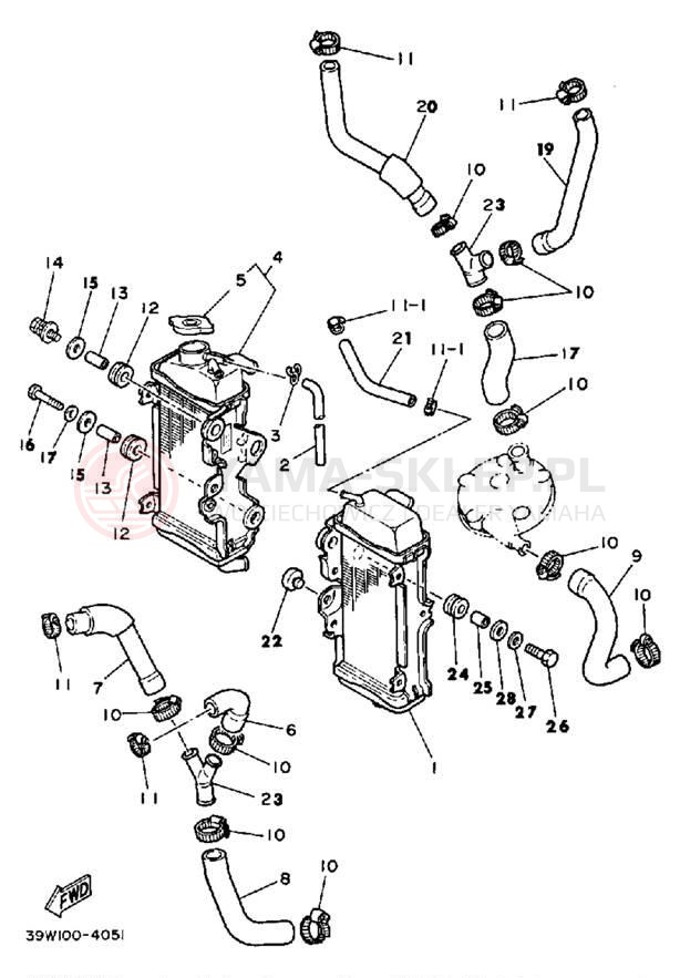 Schemat "Układ chlodzenia" do Yamaha YZ125K